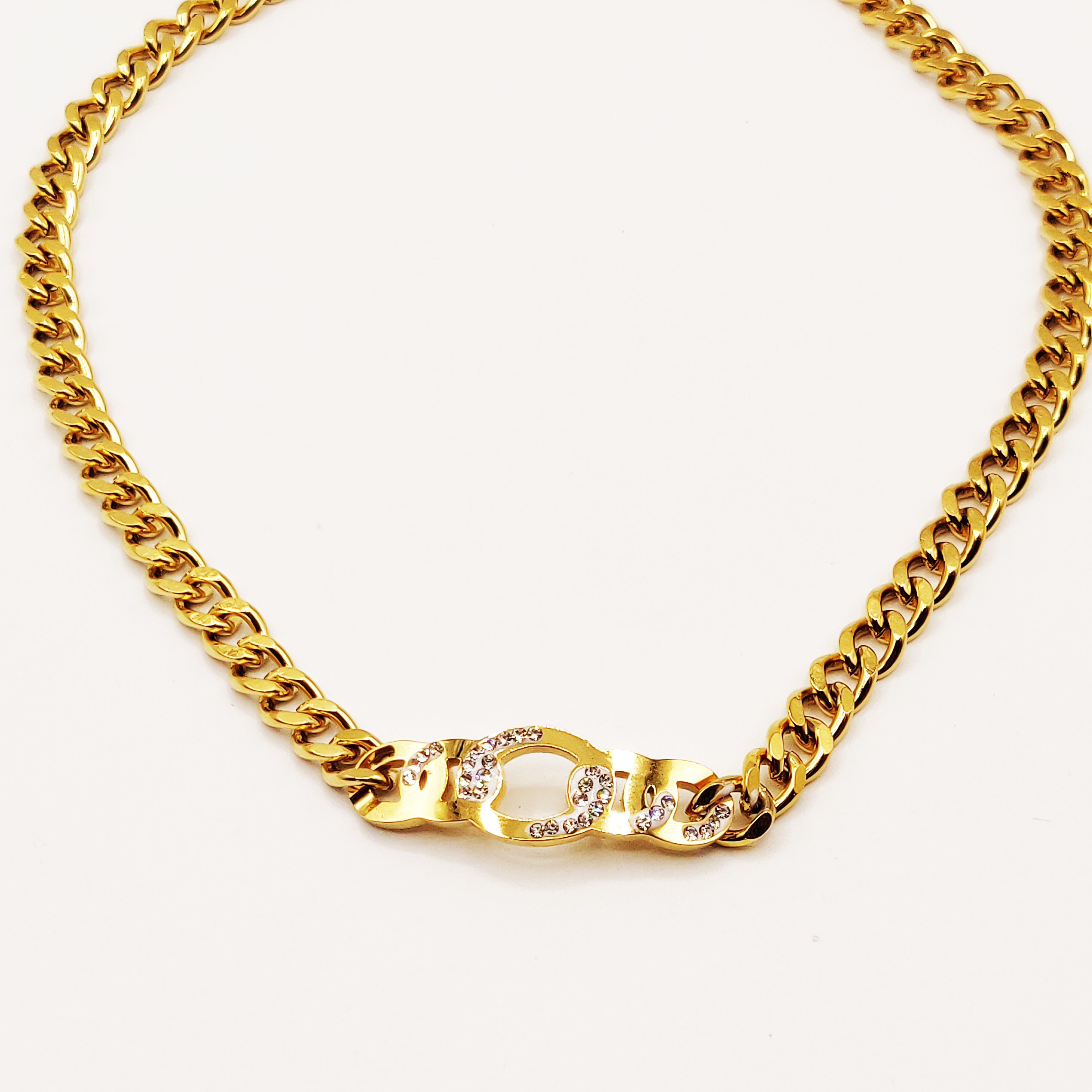 Collier Tresse pendentif Tresse Rigide Cristaux