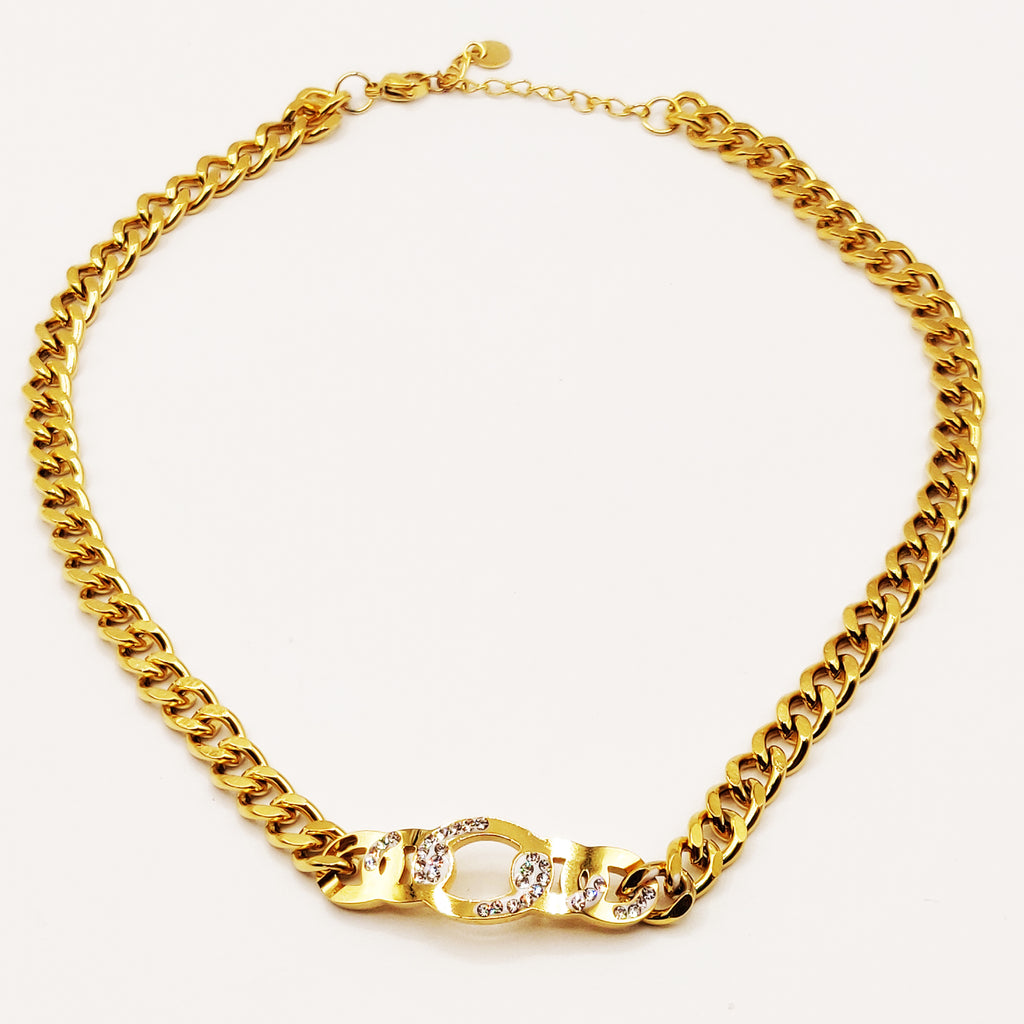 Collier Tresse pendentif Tresse Rigide Cristaux