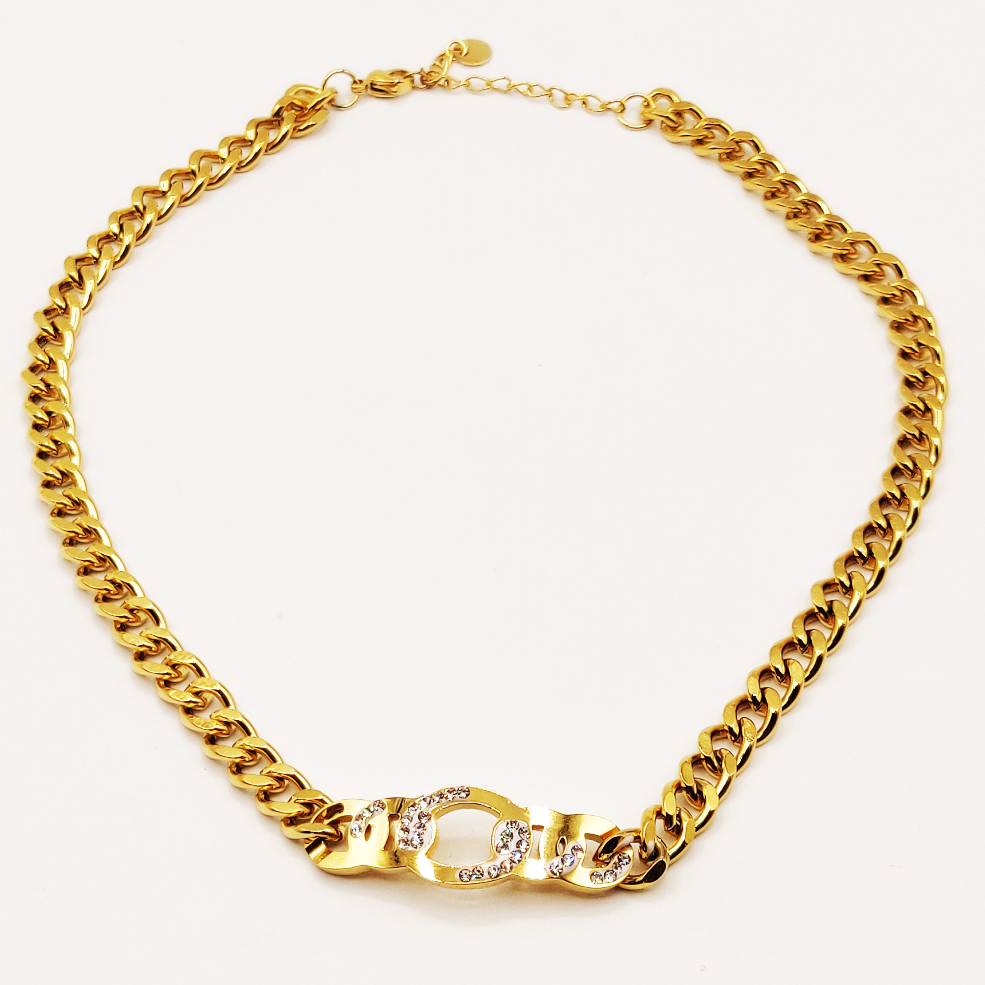 Collier Tresse pendentif Tresse Rigide Cristaux