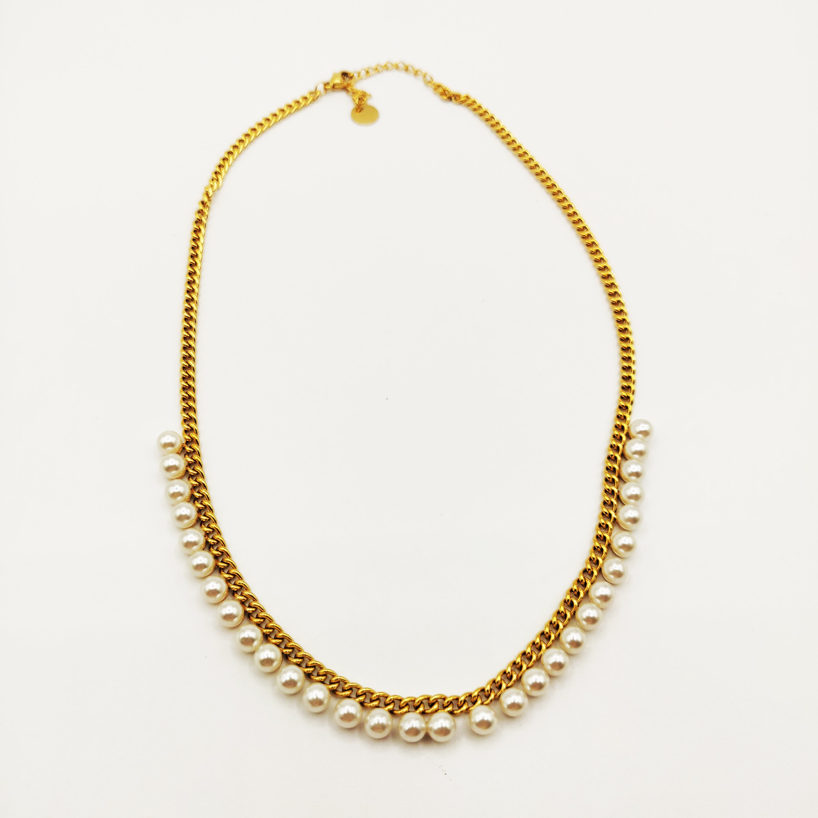 Collier Tresse Perles Blanches