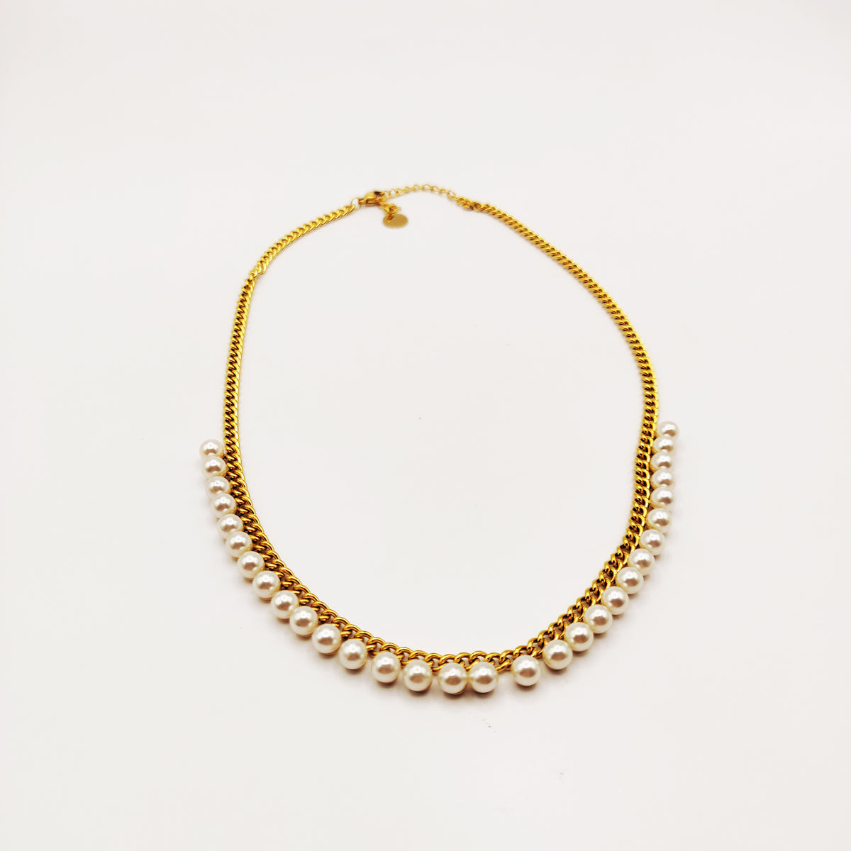 Collier Tresse Perles Blanches