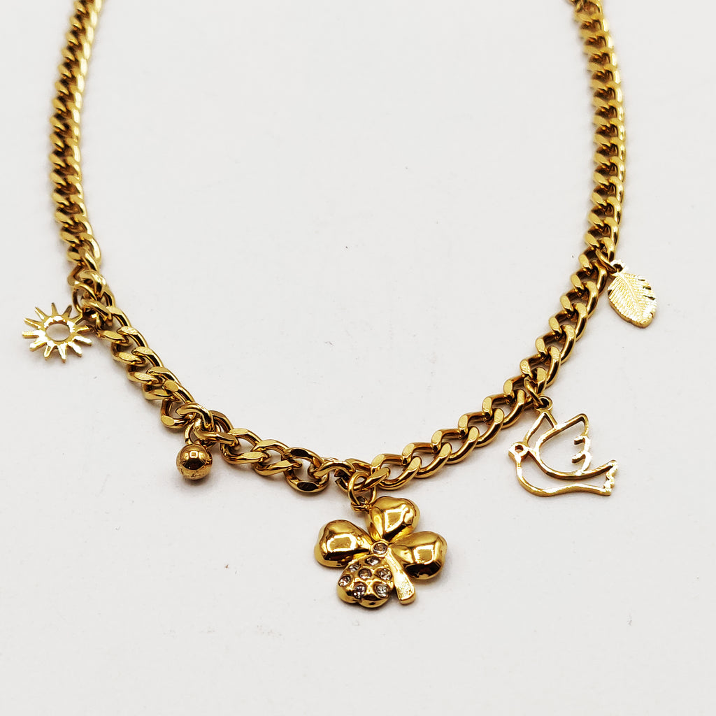Collier Tresse Trèfle et Multi Pendentifs Luxe
