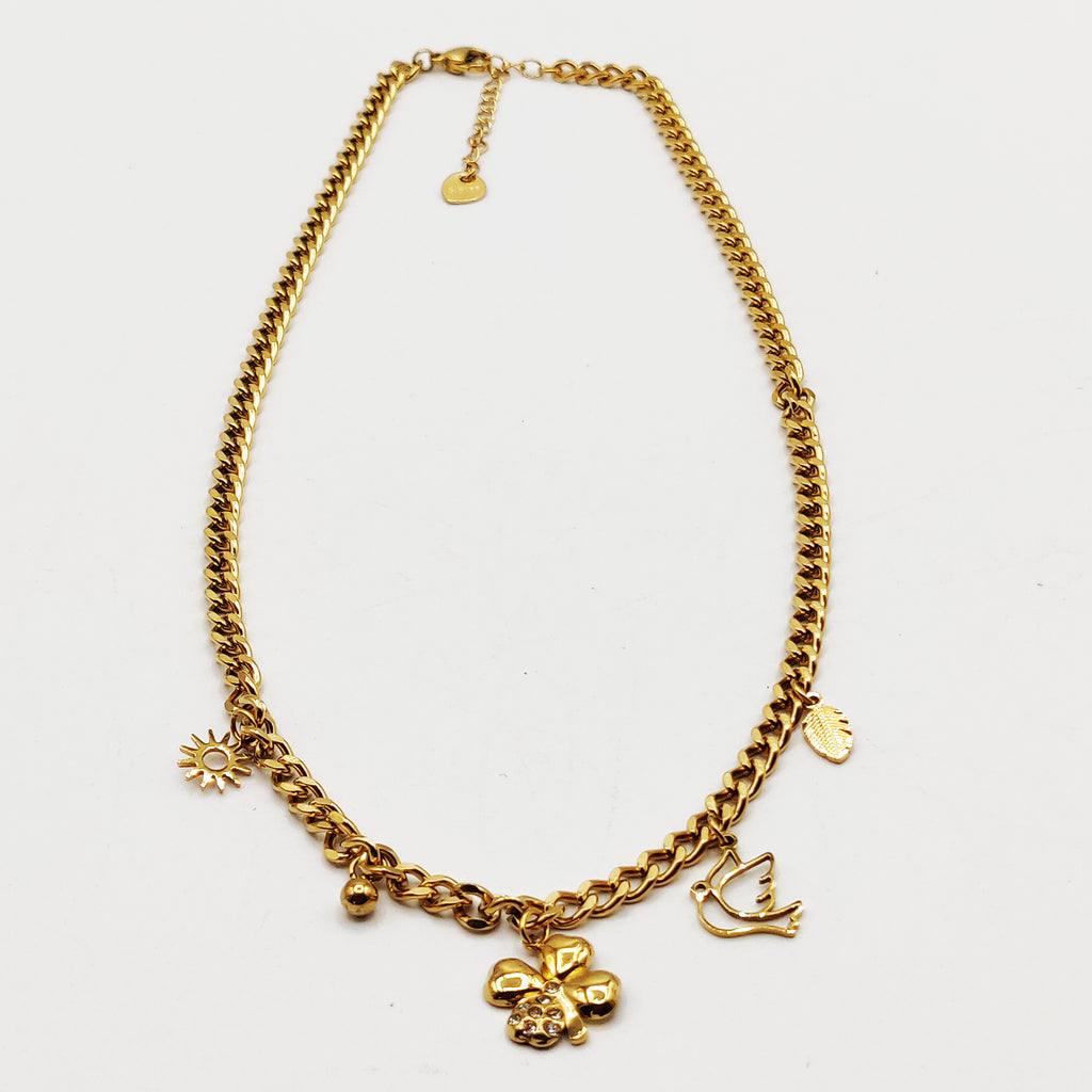 Collier Tresse Trèfle et Multi Pendentifs Luxe