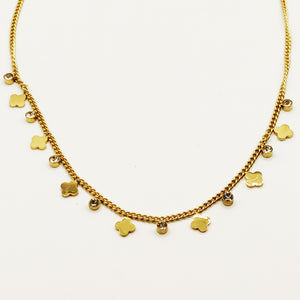 Collier Tresse Trèfles Cristaux