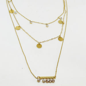 Collier Triple Barre 5 Cristaux
