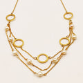 Collier Triple Cercles et Perles d'imitation Blanches Luxe
