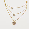 Collier Triple Coeur et Oeil Cristaux