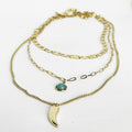 Collier Triple Corne d'Abondance et Perle Bleue