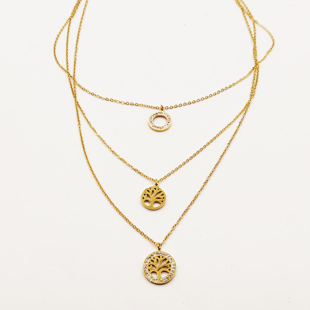 Collier Triple Eden et Cercle Cristaux