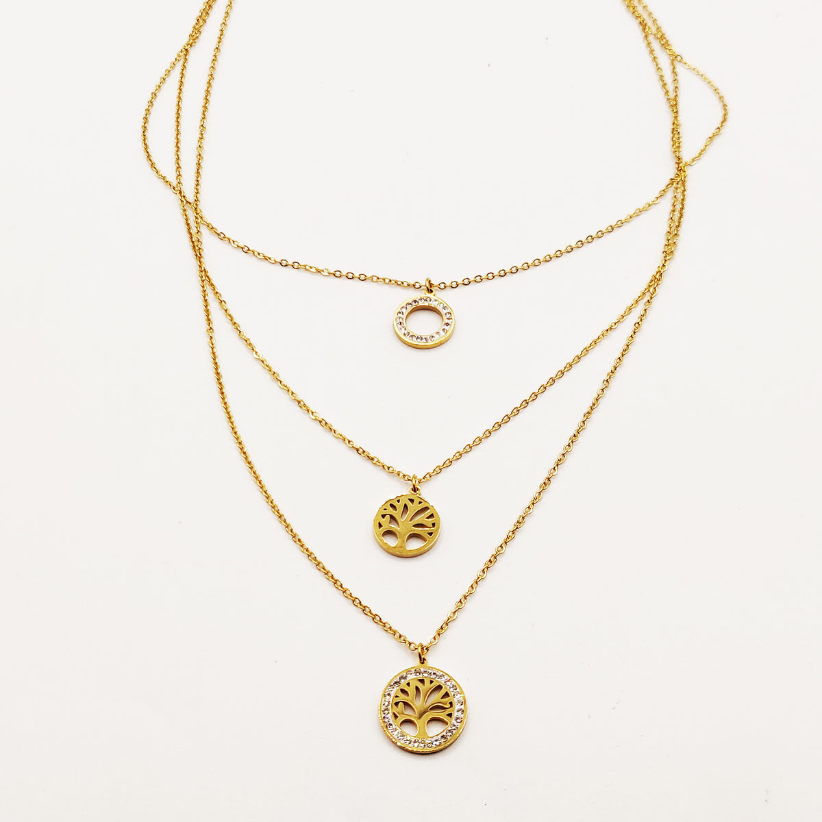 Collier Triple Eden et Cercle Cristaux
