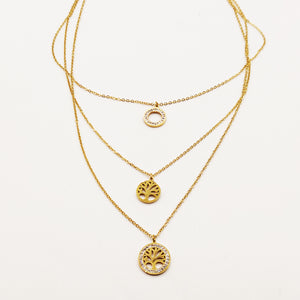 Collier Triple Eden et Cercle Cristaux