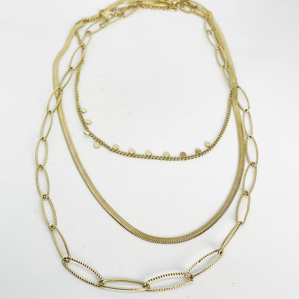 Collier Triple Maille / Chaîne Ovale / Cercles