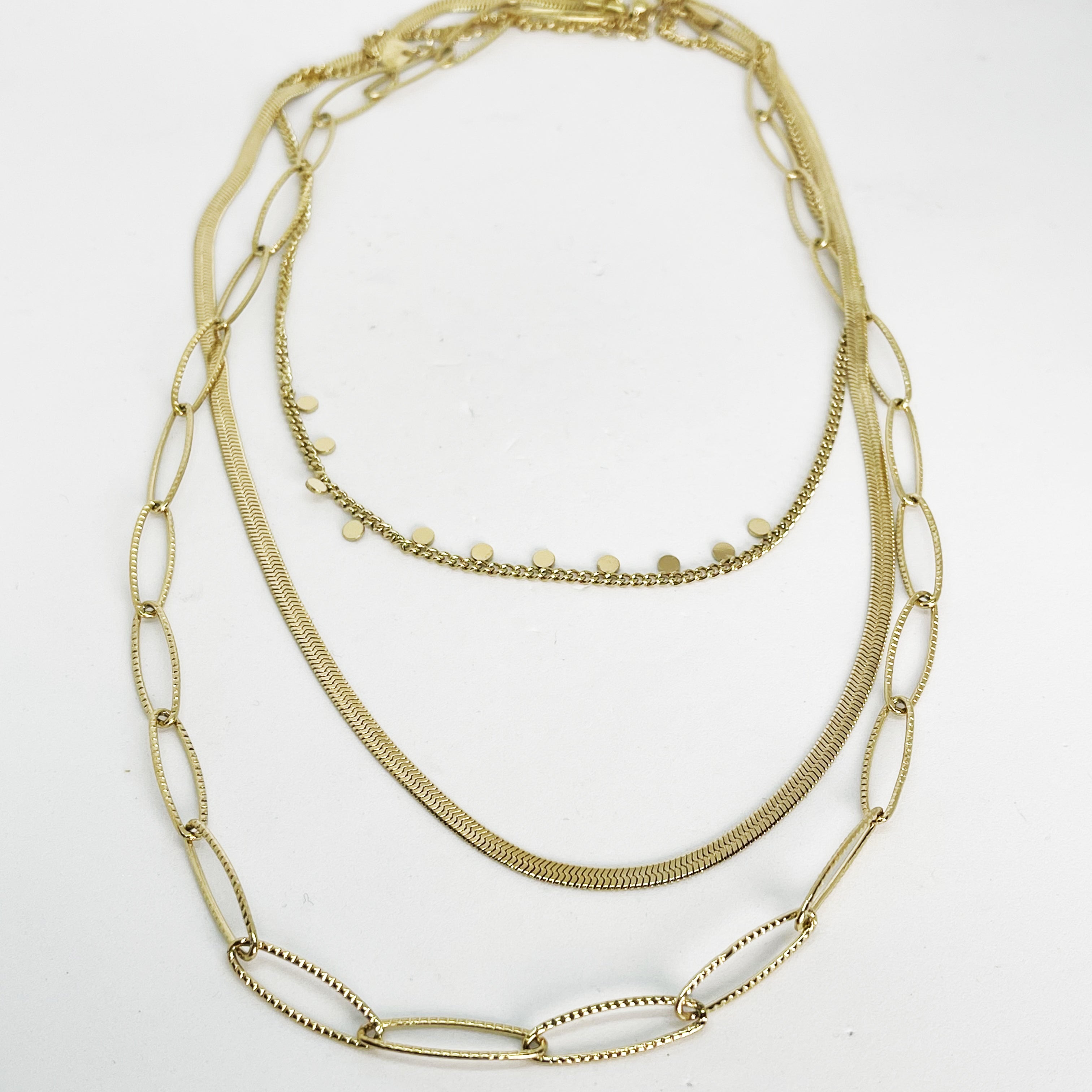 Collier Triple Maille / Chaîne Ovale / Cercles