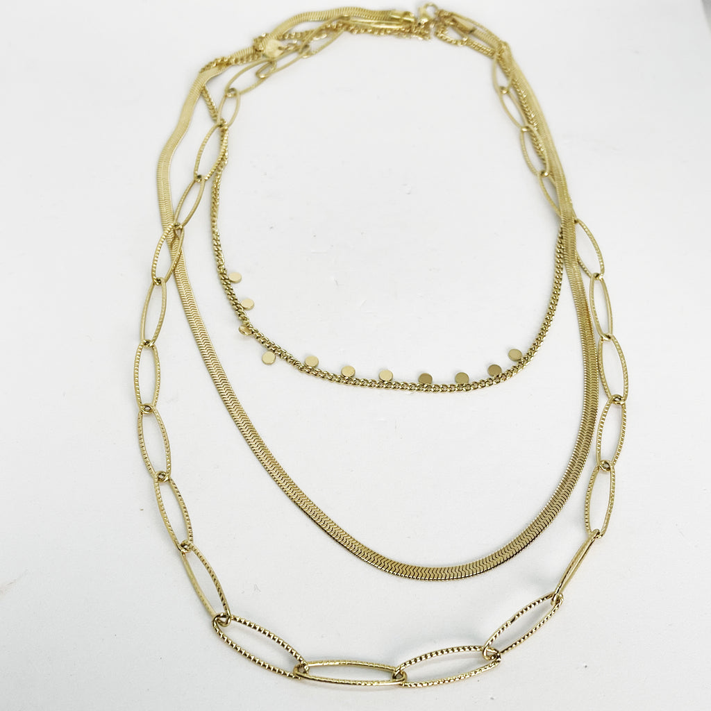 Collier Triple Maille / Chaîne Ovale / Cercles