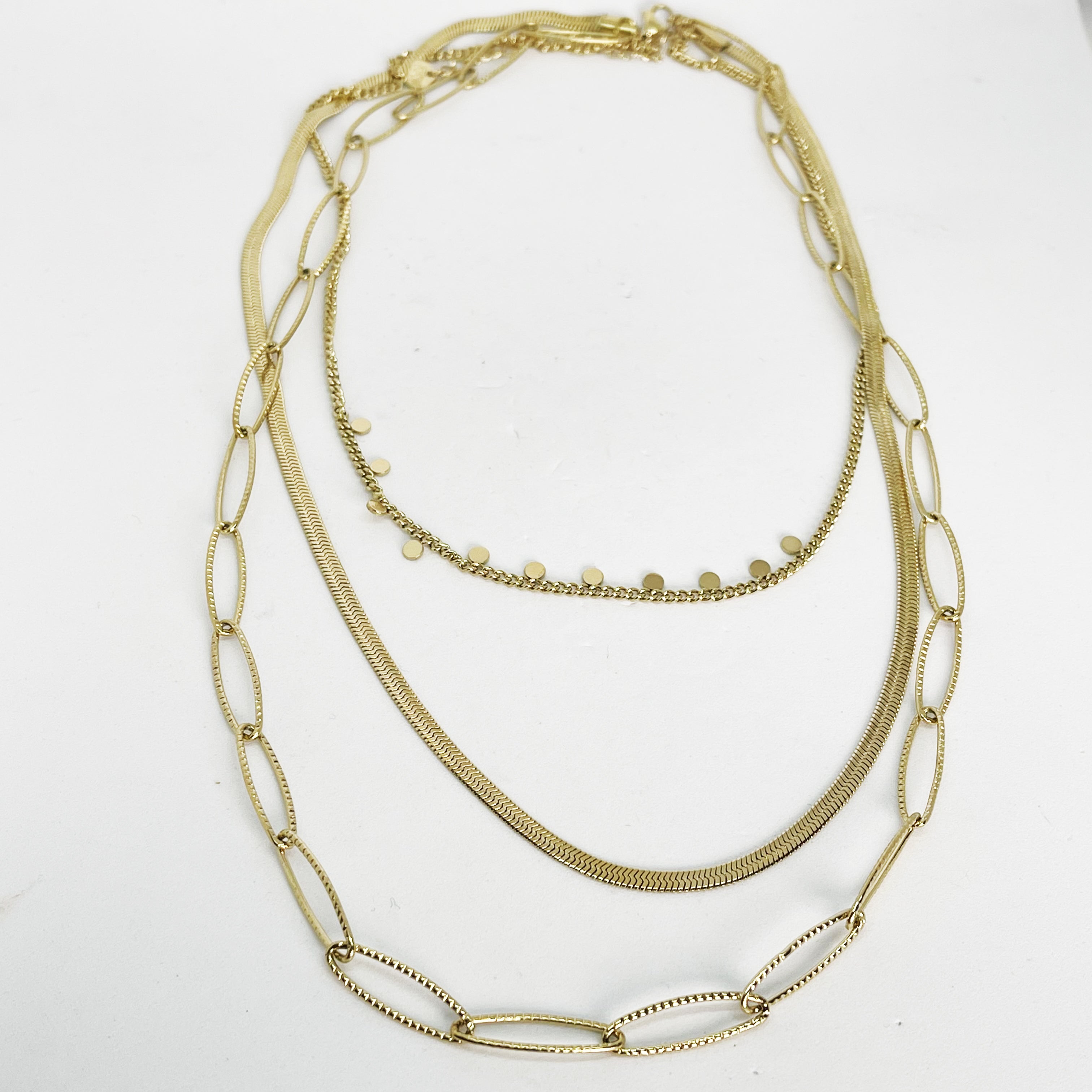 Collier Triple Maille / Chaîne Ovale / Cercles
