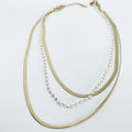 Collier Triple Maille Simple et Perles