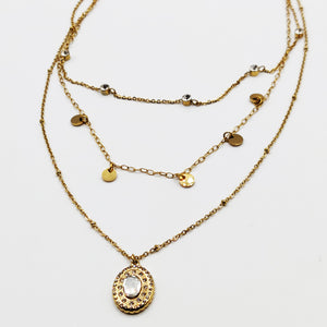 Collier Triple Pendentif Diamant Luxe