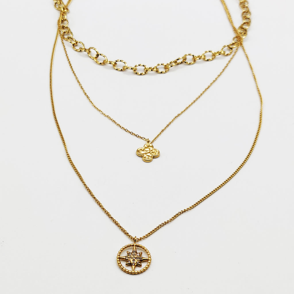 Collier Triple Pendentif Étoile du Nord
