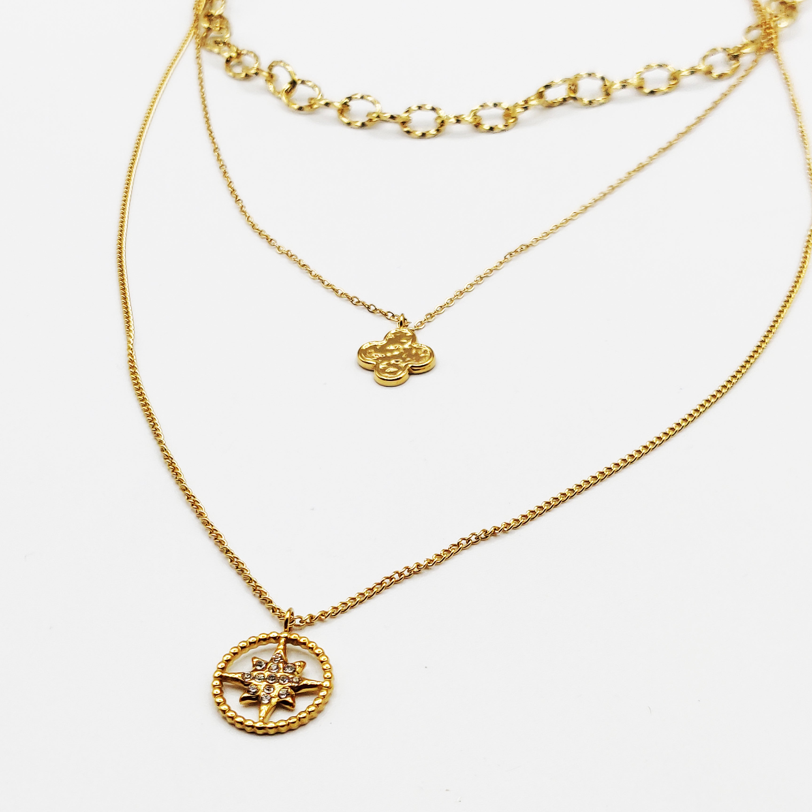 Collier Triple Pendentif Étoile du Nord
