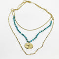 Collier Triple Perles Bleues