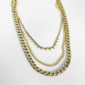 Collier Triple Tresse Maille et Cercles