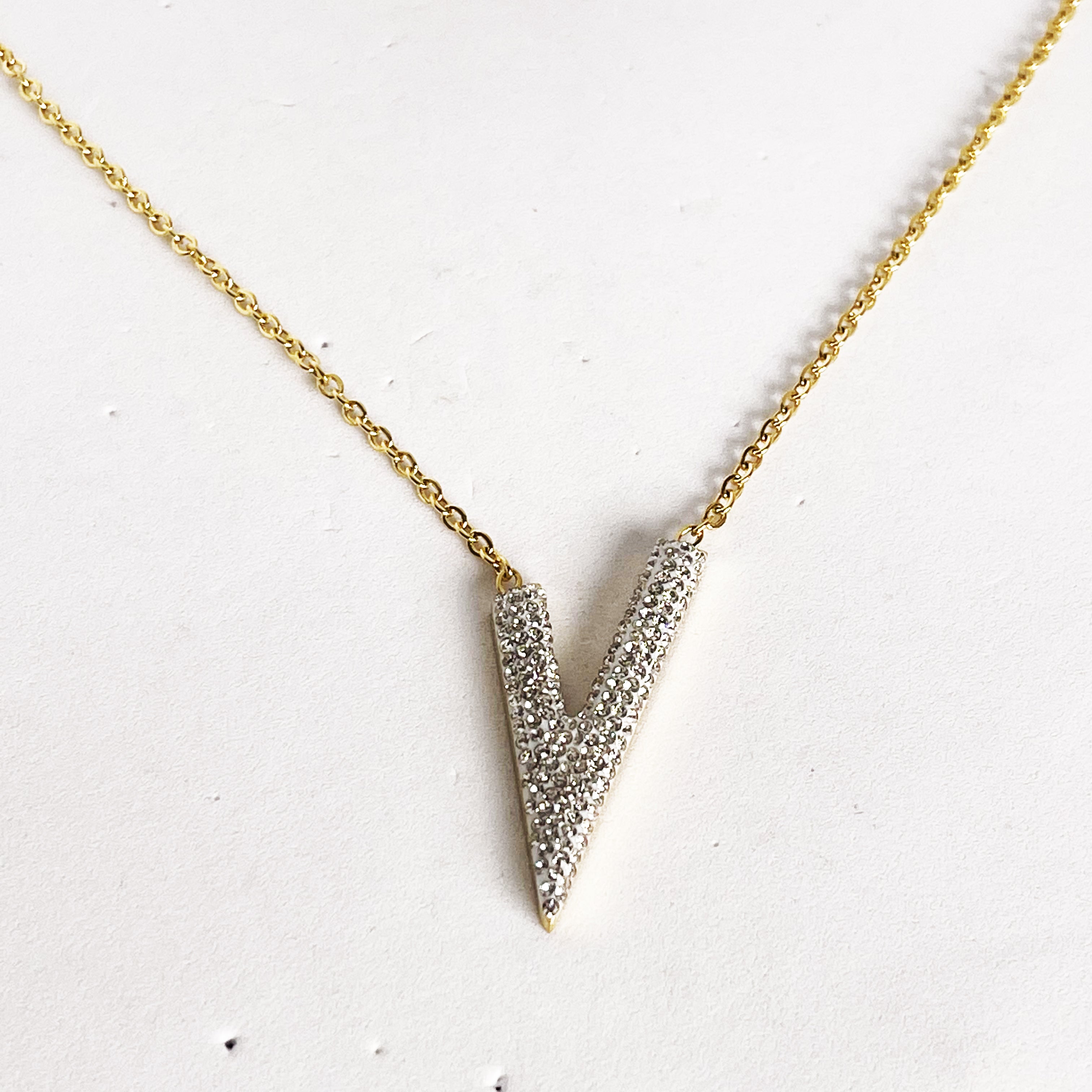 Collier V Cristaux Simple