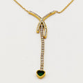 Collier X Cristaux Coeur Vert Descendant Luxe