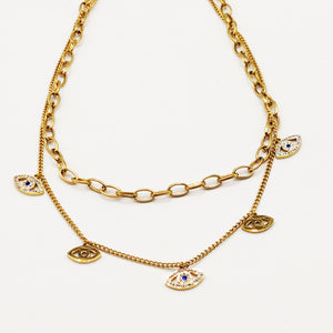 Collier Yeux Chaîne Double