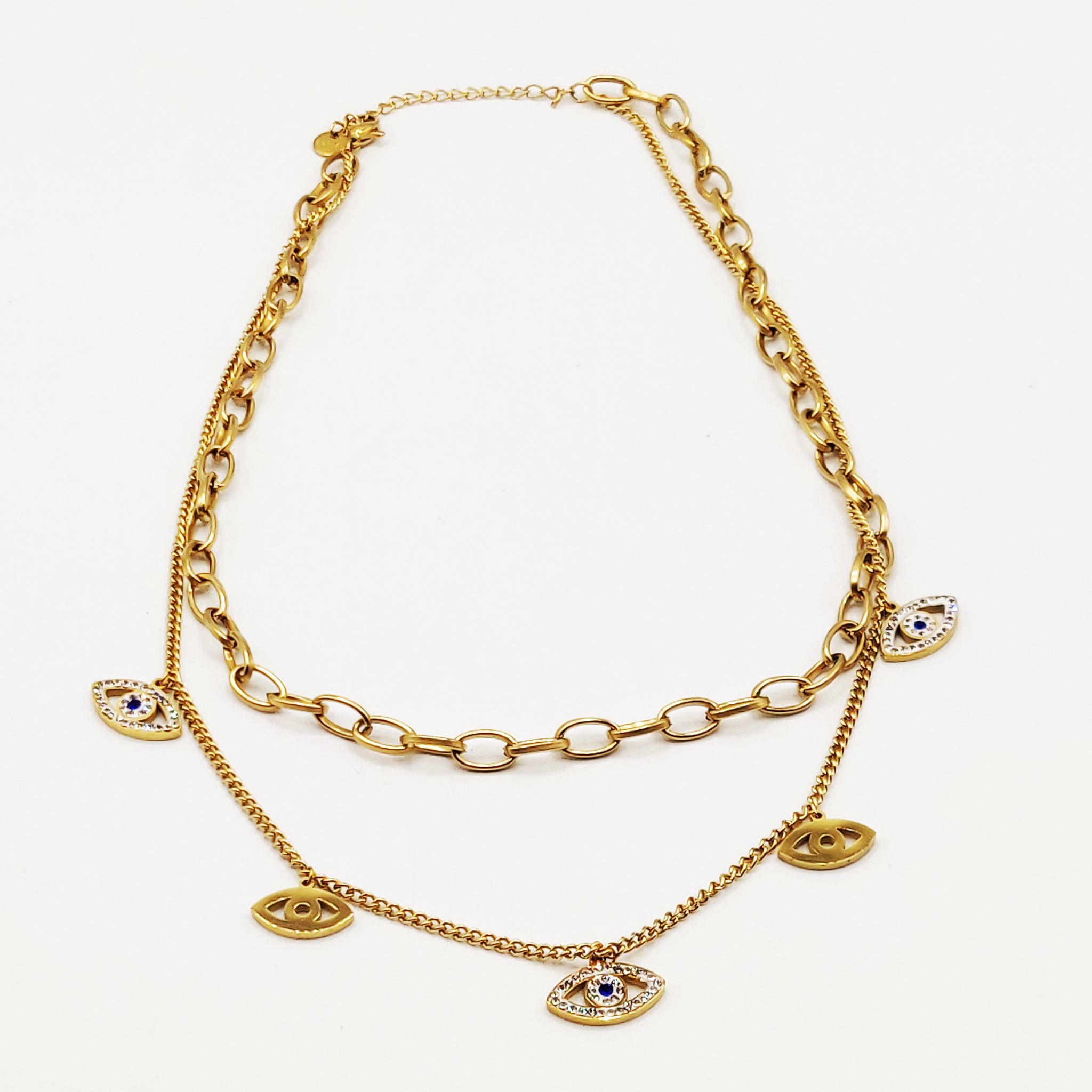 Collier Yeux Chaîne Double
