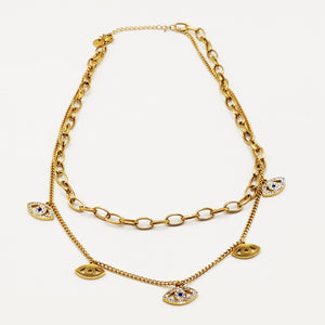 Collier Yeux Chaîne Double