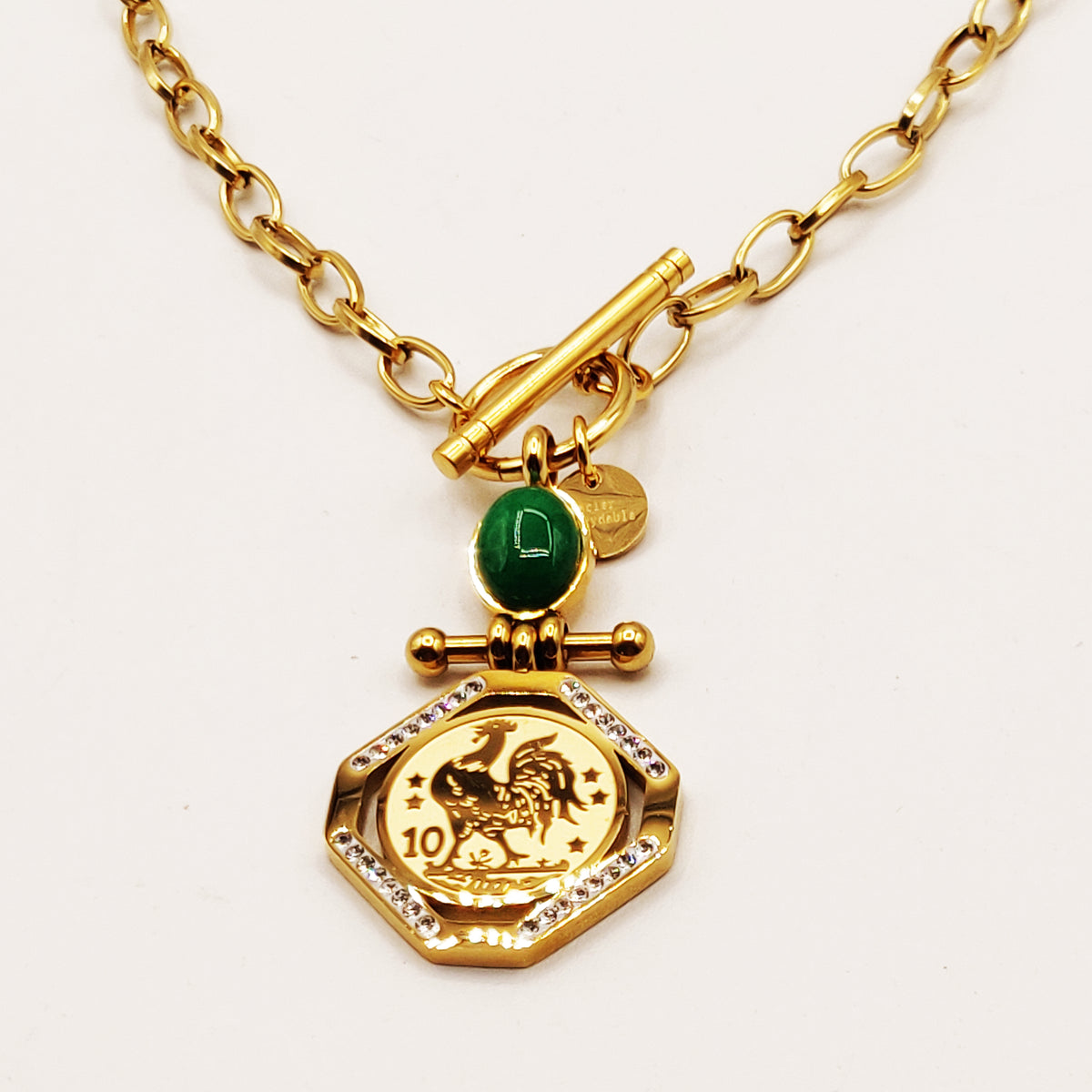 Collier Chaîne Louise Coq Pierre Verte