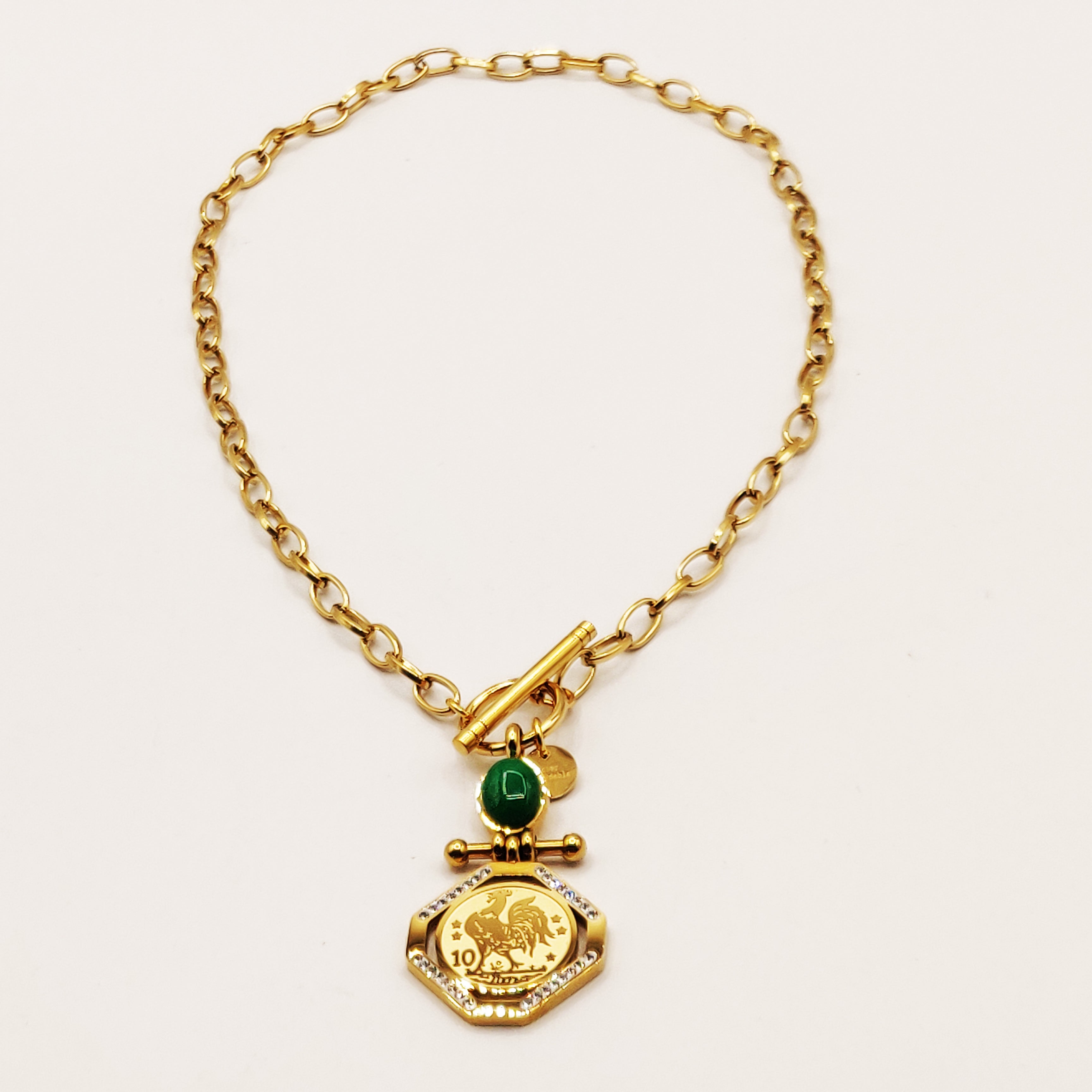 Collier Chaîne Louise Coq Pierre Verte