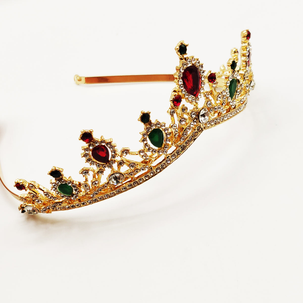 Diadème Royal Pierres Vertes et Rouges