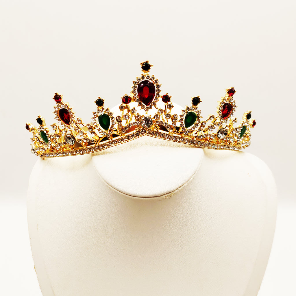 Diadème Royal Pierres Vertes et Rouges