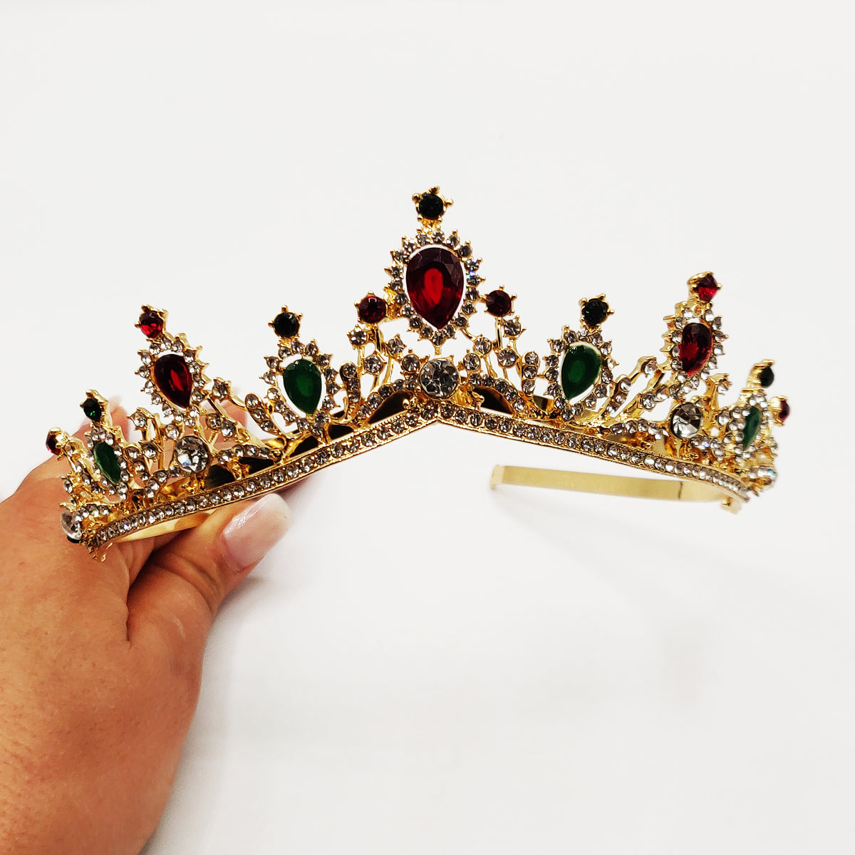 Diadème Royal Pierres Vertes et Rouges