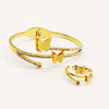 Ensemble Bracelet et Bague Double Papillons Luxe