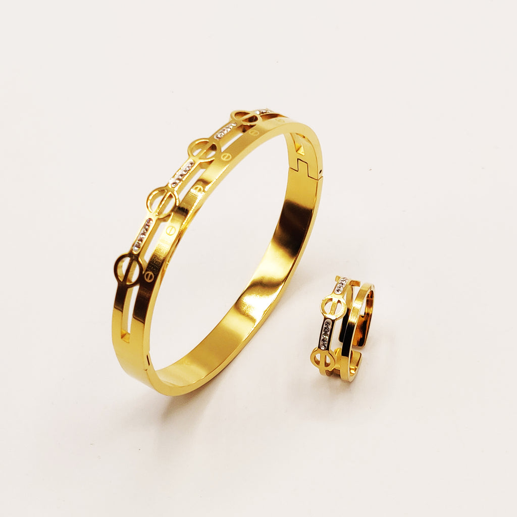 Ensemble Bracelet et Bague Prestige Multi Vis Cristaux