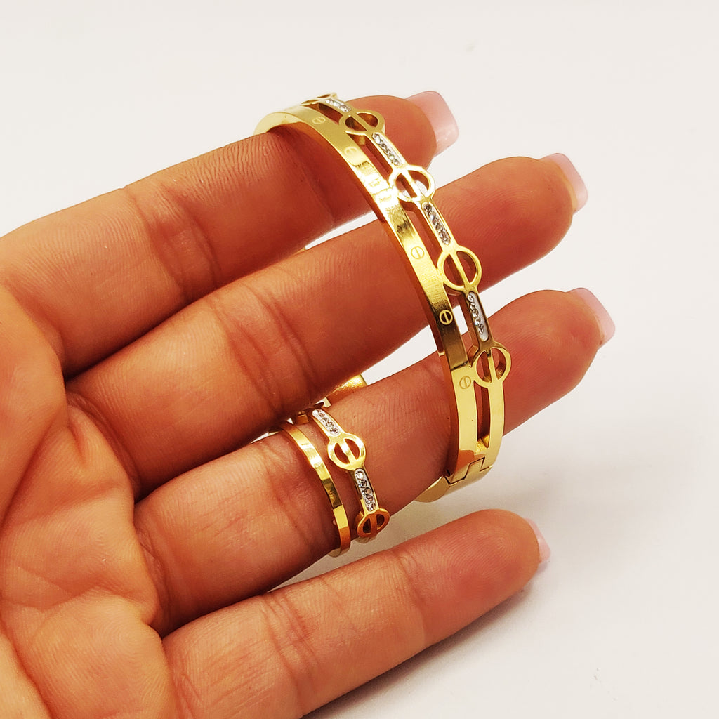 Ensemble Bracelet et Bague Prestige Multi Vis Cristaux