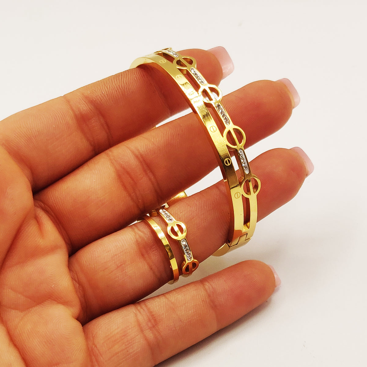 Ensemble Bracelet et Bague Prestige Multi Vis Cristaux