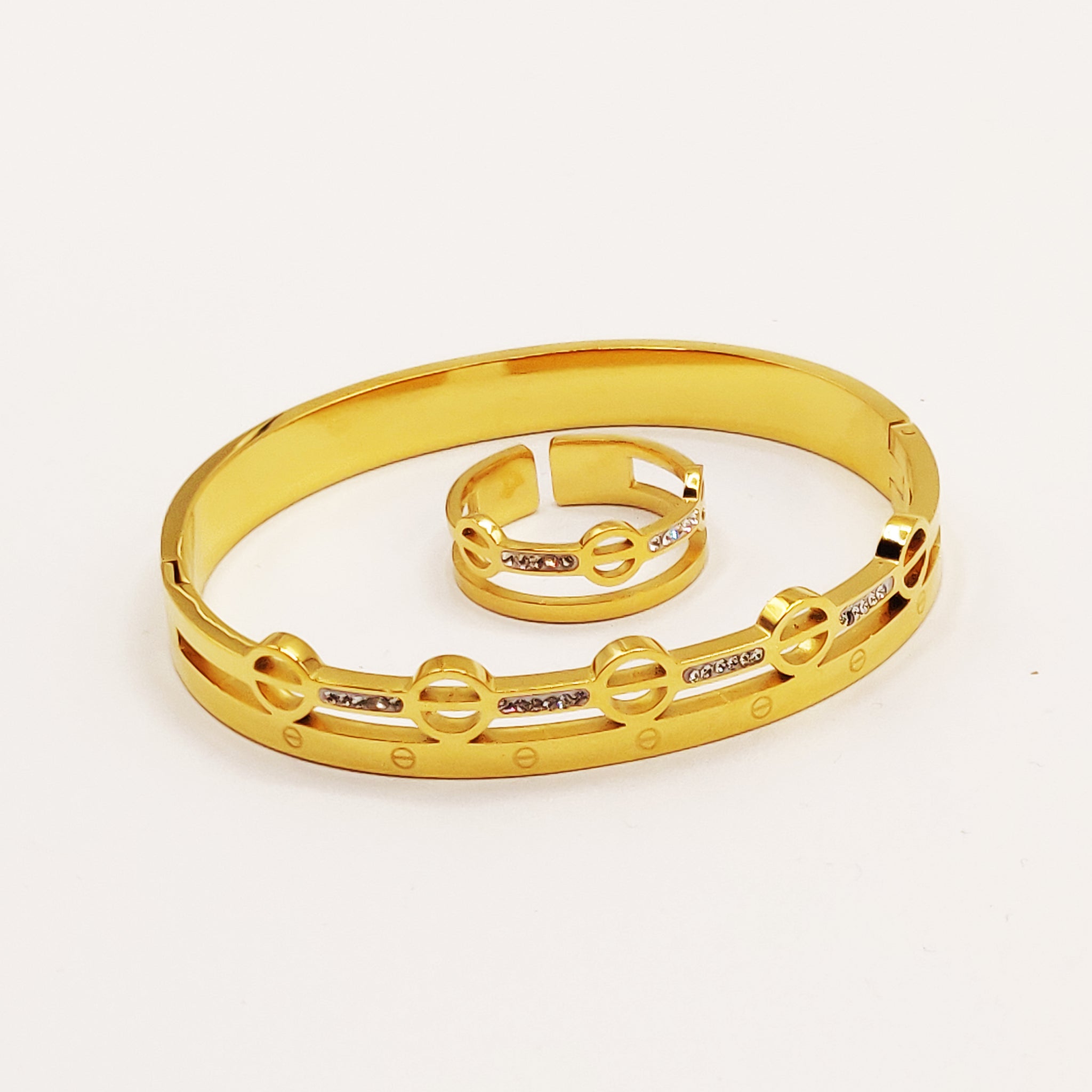 Ensemble Bracelet et Bague Prestige Multi Vis Cristaux Hanan Channel
