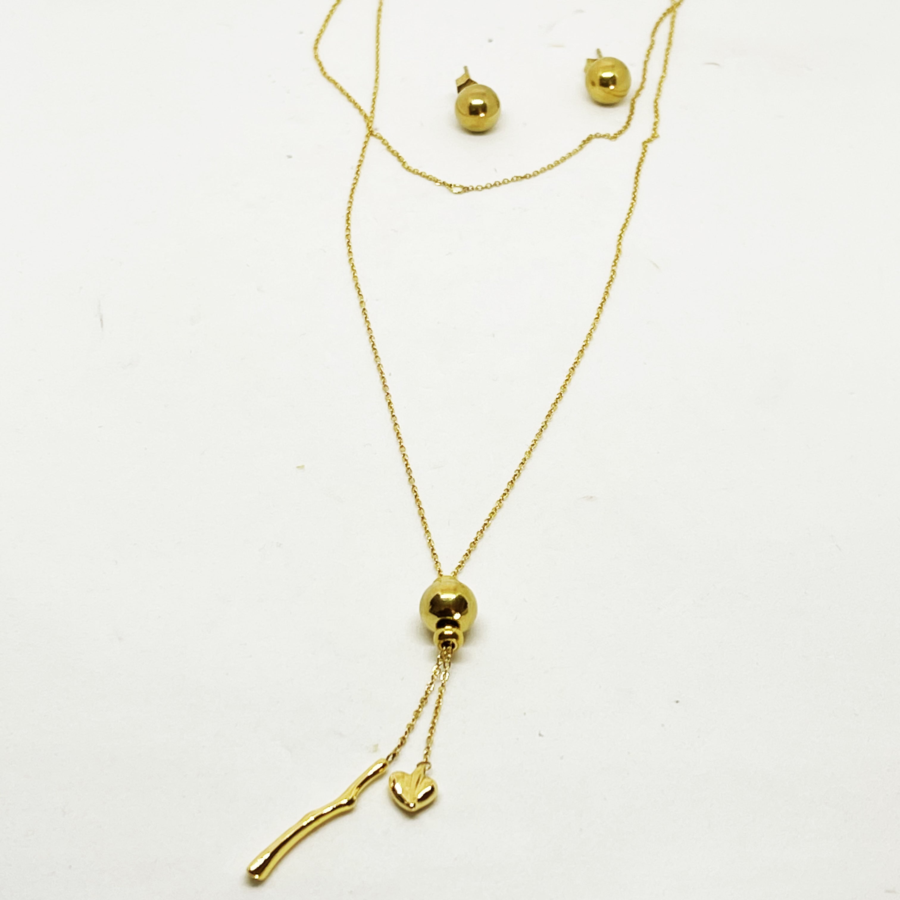 Ensemble Collier et Boucles d'oreilles Boules Dorées