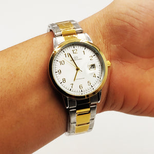 Montre EU6225 Fond Blanc Bracelet Argenté et Doré