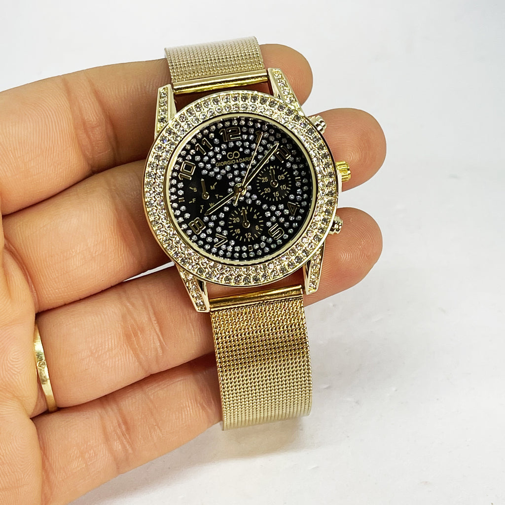 Montre Giorgio & Dario 6304 Full Cristaux Fond Noir