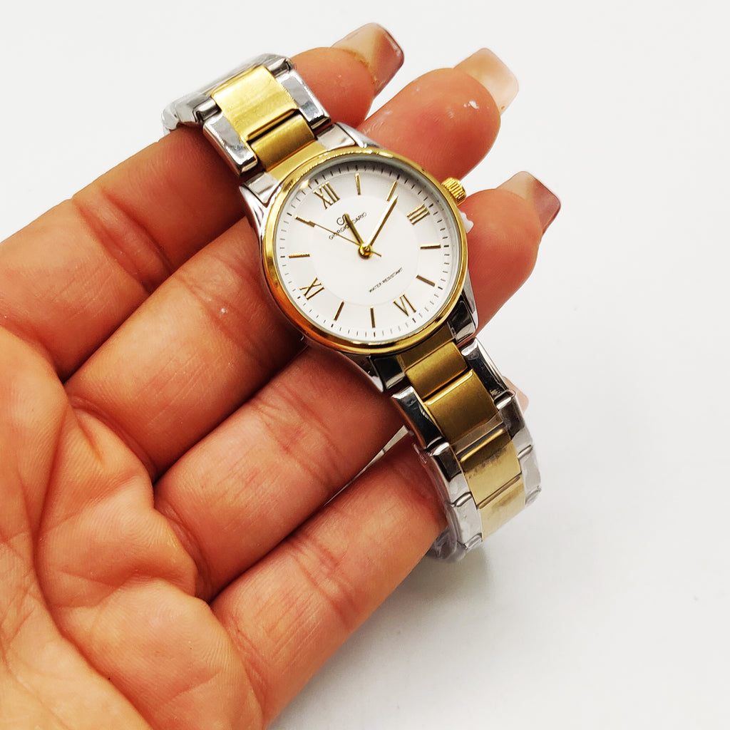 Montre Giorgio & Dario EU4558 Fond Blanc Bracelet Argenté et Doré