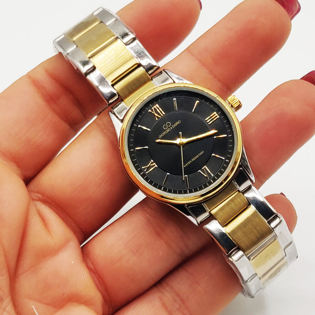 Montre EU4558 Fond Noir Bracelet Argenté et Doré