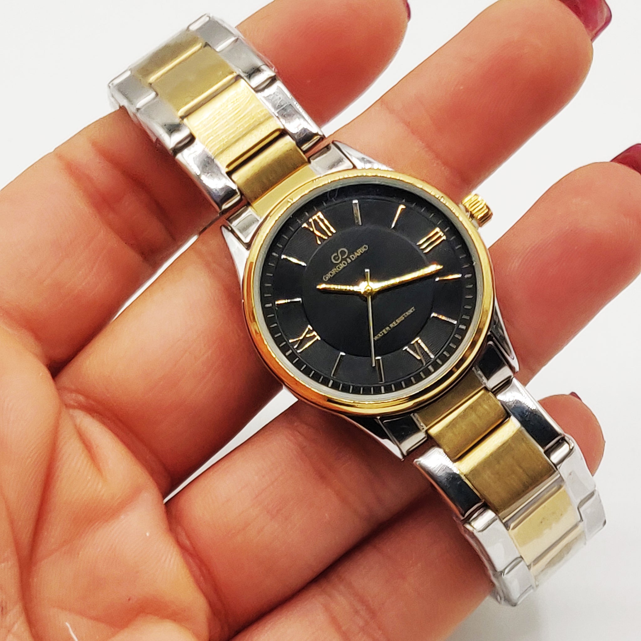 Montre EU4558 Fond Noir Bracelet Argenté et Doré
