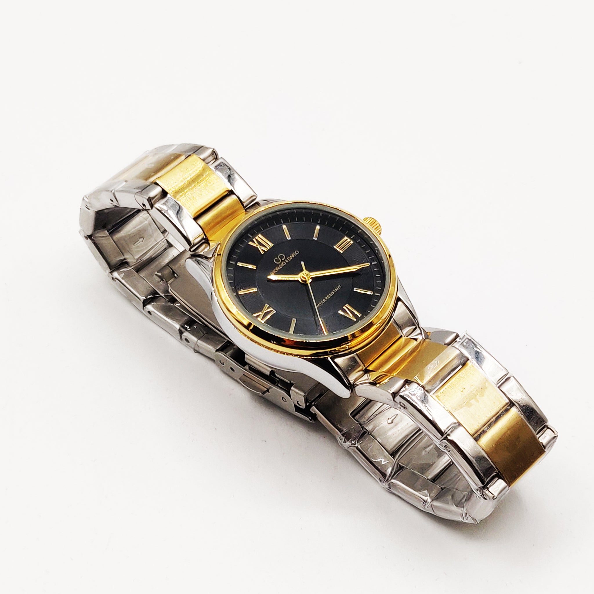 Montre EU4558 Fond Noir Bracelet Argenté et Doré