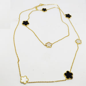 Sautoir Marguerites Noires et Blanches