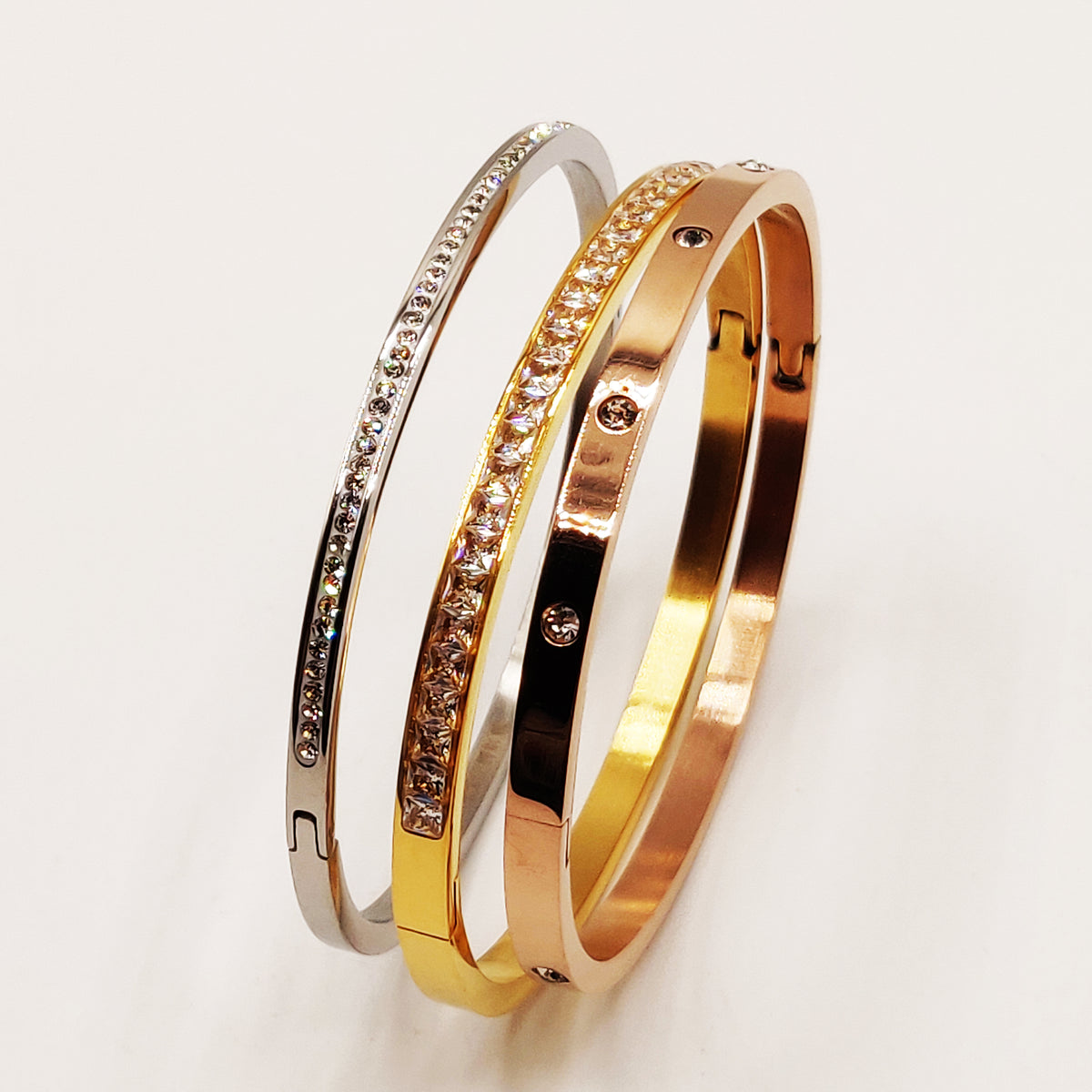 Trio de Bracelets Cristaux Tricolores Luxe