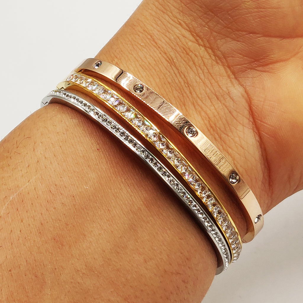 Trio de Bracelets Cristaux Tricolores Luxe